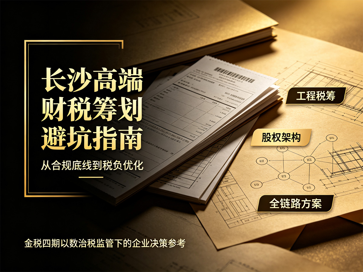 长沙高端财税筹划避坑指南：金税四期下大额项目、股权交易如何合规节税